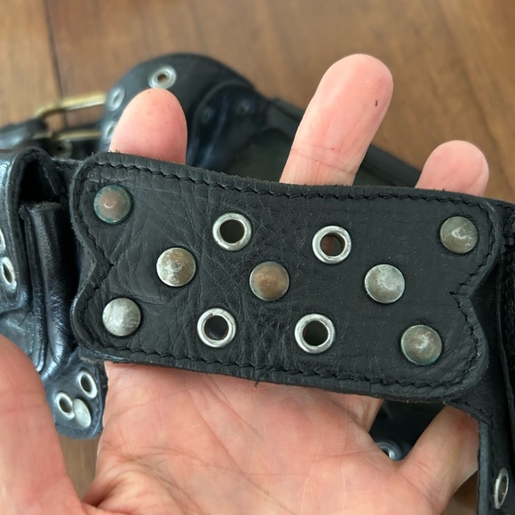 Hipstirr Black Leather Adjustable Belt with Silver Studs and Fringe main image 9